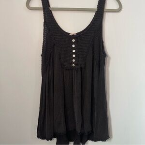 POL Black Sleeveless Textured Top